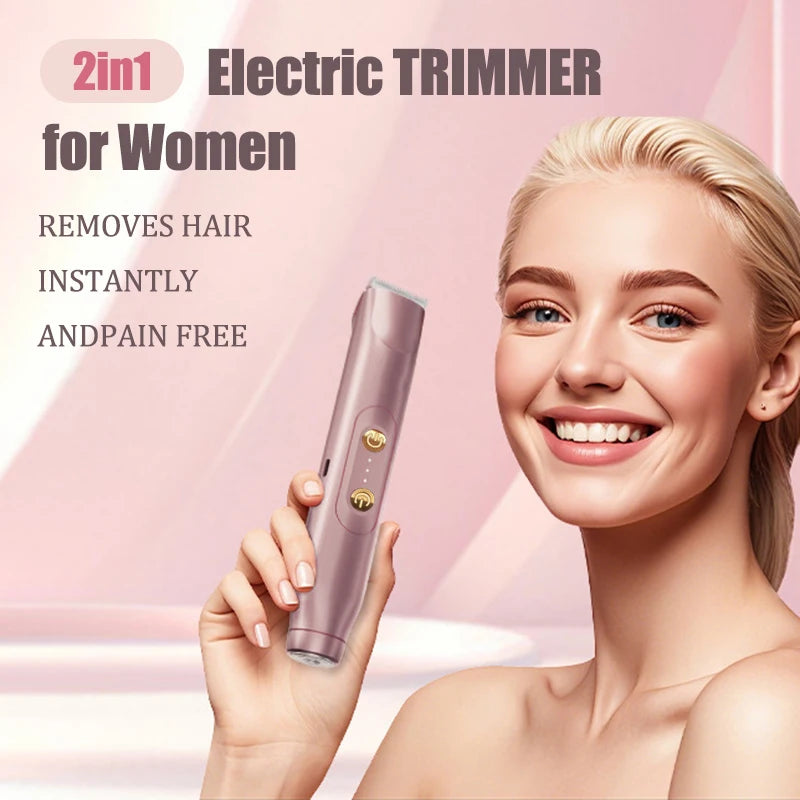 Women's specialized body hair shaving 2-in-1 electric shaver, dual head design, private, armpit hair, leg hair removal device